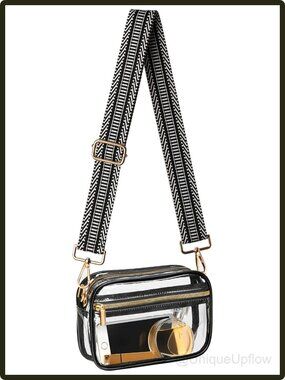 Clear Stadium Approved Crossbody Purse PVC Waterproof Concert Bag Black Sports